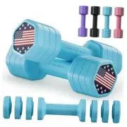 Adjustable Dumbbell Set of 2, 4 in 1 Hand Weights for Women at Home, 5 lb Blue