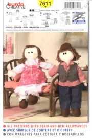 16 Inch Soft Boy and Girl Dolls and Clothes, Burda Pattern 7611