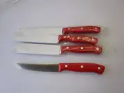 4 PCS. OSTER RED STEAK KNIVES NEW SET OF 4 FREE SHIPPING