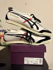 ONITSUKA TIGER MEXICO 66 DELUXE LEATHER BLACK RED AND WHITE SIZE 12.5