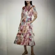 JOHNNY WAS XL PATCHWORK 2-PIECE ANNALISE MIDI WRAP DRESS NWT