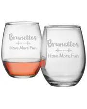 Susquehanna Glass Set of 2 Brunettes Stemless Wine Glasses
