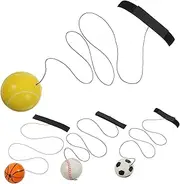 4pcs Wrist Bouncy with Wrist Strap Activity Basketball Interactive Rubber Reflex Bounce Game Coordination Bouncy Strap Rebound Train Back Soccer Sport Cord PVC