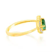 0.40 Carat Created Emerald Oval and Diamond Ring in 9ct Yellow Gold, P