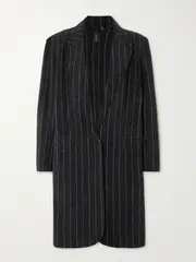 [Norma Kamali] Norma Kamali - Oversized Pinstripe Stretch-jersey Blazer - Black - small small Black