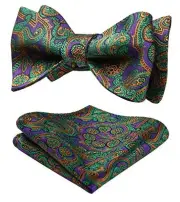 Bow Ties for Men Paisley Bowties Mens Self Tie Bow Tie and One Size Green