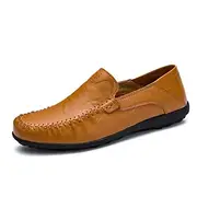 Men's Leather Slip-On Loafers – Casual Moccasin Driving Shoes for Office, Travel Daily Wear