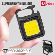 Mini Pocket COB LED Work Light Keychain Flashlight Torch Lamp USB Rechargeable