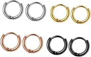 [CONGARTENO] Men's Stainless Steel Earring Set 4 Pairs of Circular Ear Hooks Fashionable Ear Pendants
