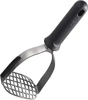 Zyliss Potato Masher - Stainless Steel, Soft-Touch Handle, Integrated Hanging Hook, Silicone Bowl Scraper, Small Inner & Larger Outer Holes, Ideal for Preparing Smooth and Creamy Mashed Potatoes, Grey