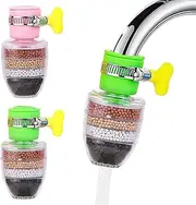 TuoYi 2 Packs Faucet Mount Filters,Faucet Water Filter Purifier Kitchen Tap Filtration Activated Carbon Removes Chlorine Fluoride for Home Kitchen Bathroom,Splash Proof Tap Water Purifier