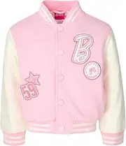 [Barbie] Girls French Terry Varsity Bomber Jacket Little Kid to Big