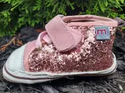 Melton Soft Shoes Booties Baby Girl Rose Gold Sparkle Pink Leather 0-6 mos.