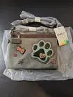 Chala Gray Vegan Leather Paw Print Mini Crossbody Wallet Wristlet