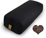 Organic Buckwheat Bolster (24X10.5X5.5 in) Yoga Bolster Supportive Yoga Cushion for Restorative Yoga Accessories Rectangular Meditation Pillow 100% Cotton Cover Yoga Pillow