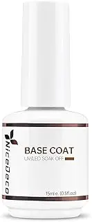 Nicedeco Gel Nail Polish Base Coat 15ml Soak Off Hema Free Long-Lasting DIY Home and Nail Salon Cruelty-free & Vegan