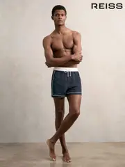 Reiss Navy/White Cano Colour-Block Piped-Trim Swim Shorts (AN1118) | $135