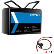 Gentrax 12V 100Ah Lithium Battery + 3* 50A 1.8m Connector Cable M8 Lug