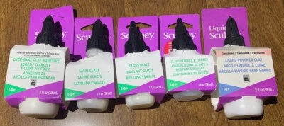 5 - Sculpey Liquid Polymer Clay Adhesive Satin Gloss Glaze Softener Thinner NEW