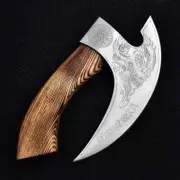 Custom Handmade Pizza Axe Viking Mini Cutter Carbon Steel With Leather Sheath