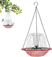 Pokronc Birdbaths for Outdoors | Garden Bird Solar Fountain | Hangable Feeder Drinking Bath for Hummingbird Outdoor Patio Balcony Outside Garden Decor