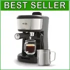 Single Serve Espresso & Cappuccino Maker with Milk Frother - Black Stainless