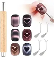 ASTONFOG Heart Cat Eye Magnet for Nails,Multifunctional Nail Magnet,Heart Magnet for Nails DIY Manicure Kit with 4 pcs Y-Shaped Guide Sticks, Nail Magnet for Home and Salon Use