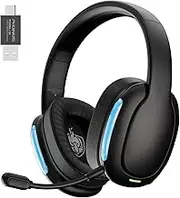 Wireless Gaming Headset for PS4 PS5 PC Switch, Wireless 2.4GHz Gaming Headphones with Removable Noise Cancelling Microphone, 7.1 Stereo Sound, 3.5mm Cable Mode for Xbox Seires - Black