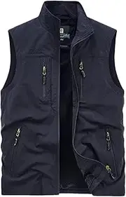 [Bciopll] Man's Vest Solid Color Casual Outdoor Tooling Fishing Vest for Men