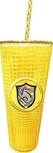 Spoontiques - Harry Potter Diamond Tumbler - Textured Cup with Straw - Double Wall Insulated and BPA Free - 20 oz - Hufflepuff