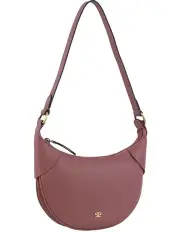 [PIERRE CARDIN] Leather Crescent Shoulder Bag in Rose