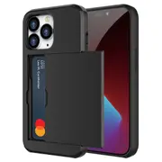 ZUSLAB iPhone 14 Pro Max Case Slide Armor Card Holder Protective Shockproof Hard Back Cover For Apple (2022) - Black