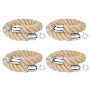4Pcs 2ft x 1.5 Inch Crowd Control Jute Stanchion Rope with Snap Hooks
