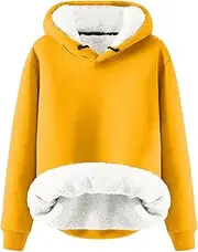 [Generic] Women Thermal Hoodie Sweatshirts Casual Winter Warm Fleece Sherpa Lined Pullover Hooded Sweatshirt Long Sleeve Pullover