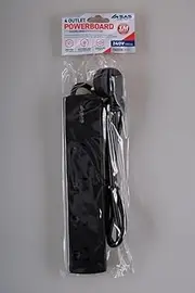 240V 10Amp 4 Outlets Power Board with Surge Protection, Black, 1 Meter