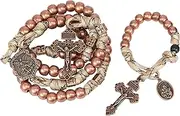 [Nazareth Store] Paracord Rosaries Set Alloy Beads Rugged Rosary Necklace and One Decade Rosary Strong and Heavy Corded with St.Michael, St. Joseph Pray for Us Medal with Pardon Crucifix