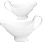 BRIGHTFUFU 2Pcs Multi Function Gravy Boat Ceramic Sauce Cups for Condiments for Restaurants Picnics and Family Meals and Elegant Gravy Accessory