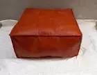 Genuine Leather Square Ottoman Unstuffed Pouf 30'' Ottoman Pouf Square Footstool