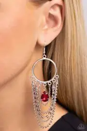 Paparazzi CASCADING CLASH red earrings