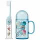 小禮堂 迪士尼 公主 杯裝旅行牙刷組《淡藍.花朵》折疊牙刷.盥洗用品