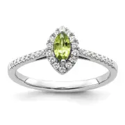 14k White Gold 1/5 Ct. Lab Grown Diamond VS/SI+ G+ and Peridot August Birthstone Ring