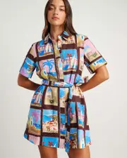 [Jag] Jag Women's Panorama Shirt Dress In Red Size 6 6 Red