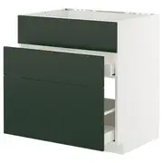METOD / MAXIMERA base cab f sink+3 fronts/2 drawers, white/Havstorp deep green, 80x60x80 cm