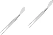 2pcs Tweezers with Handles Bonsai Tools Craft Tweezers Leaf for Crafting Bonsai Supplies Plants Garden Spatula Multifunctional Stainless Spatula Scraper Stainless Steel Silver