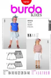 Burda Kids 9492 Girls Skirts Sewing Pattern Sizes 4-10