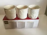 NIB ~ Set of 3 MIKASA Holiday Elegance Fine Porcelain Candle Holders FK001 Santa