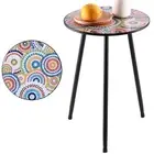 1 Pack Metal Mosaic Round Side Table 13.4" Small End Corner Tables for Patio