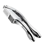 Garlic press and slicer 2 in 1,Effortlessly Crush, Slice, and Mince Silver