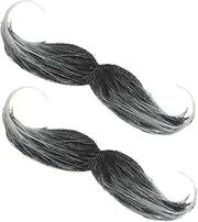 2pcs Halloween Beard Grooming Fake Mustaches Realistic Mustache for Adult Simple Realistic Beard Men Beard Facial Artificial Beard Gray Beard Costume Shape Halloween Mustache Cloth