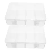 2 Pcs Multi Compartment Storage Box Plastic Parts Organizer Fish Hook Organiser